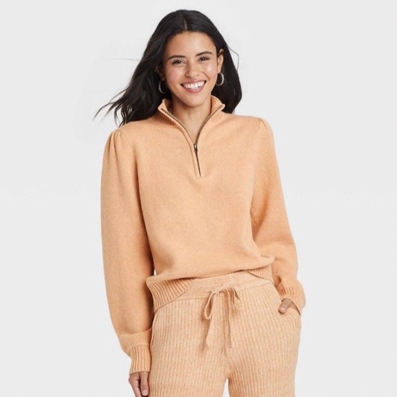 Universal Thread Quarter Zip Pullover Sweater - Women's XS - Peach - Picture 1 of 5